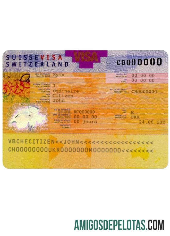 Visto para a Suíça exemplo real